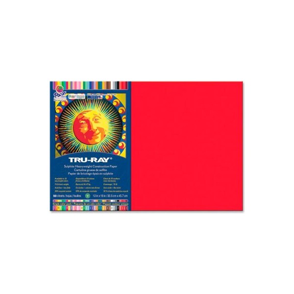 Pacon Corporation Pacon Tru-Ray Heavyweight Construction Paper 12" x 18" Festive Red 103432 - main